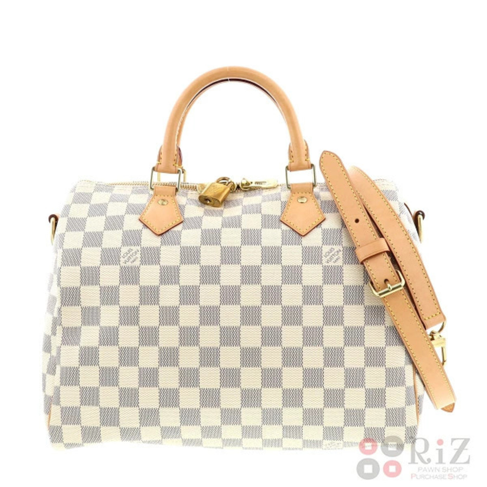 LOUIS VUITTON Speedy Bandolier Bag Shoulder Messenger Damier Azur White